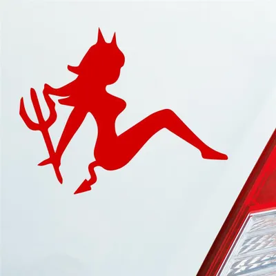 Produktbild von Auto Aufkleber Teufel Teuflisch Sexy Girl Pin Up Devil 12x10 cm Rot Sticker Heckscheibenaufkleber