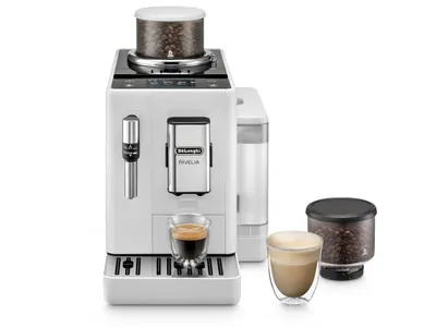 Productafbeelding van De'Longhi Rivelia EXAM440.35.W, espressomachine, 1,4 liter, geschikt voor koffiebonen en gemalen koffie, ingebouwde molen, 1450 W, wit