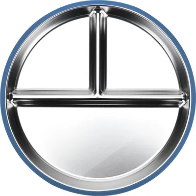 Produktbild von Babyteller mit Saugnapf, 3-teilig, unterteilte Edelstahlschüssel, 23,9 cm, unzerbrechliche, bruchsichere Metallschüsseln für Kleinkinder