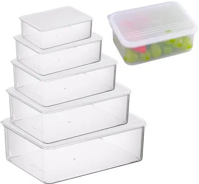 Immagine prodotto di Contenitore per alimenti da 5 pezzi con coperchio, contenitore da cucina, in plastica, per frigorifero, cucina