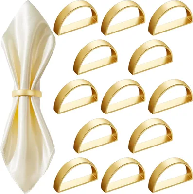 Produktbild von Edelstahl-Serviettenring, Metall-Serviettenringhalter, Tischdekoration, Küche, Abendessen, Hochzeit (Gold, 20 Stück)