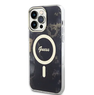 Produktbild von Guess Marble IML MagSafe Compatible Case für iPhone 13 Pro Max schwarz