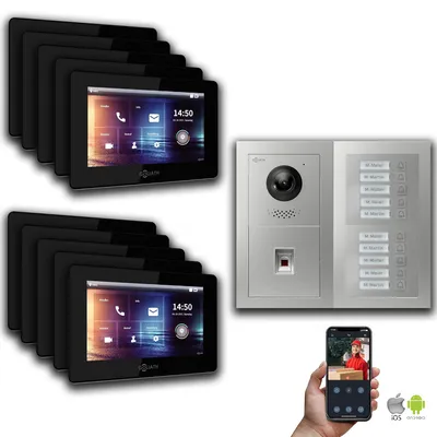 Produktbild von IP 2-Draht BUS Türsprechanlage MFH | Silber : 7 Zoll Schwarz : Aufputz Dose Monitor Farbe: 7 Zoll Schwarz Montage: Aufputz Dose