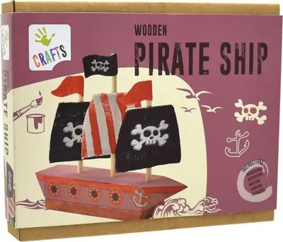 Piratenschiff aus Holz zum selber bauen & anmalen für Kinder Spielzeug DIY Spielwaren Basteln Malen Basteln mit Kindern