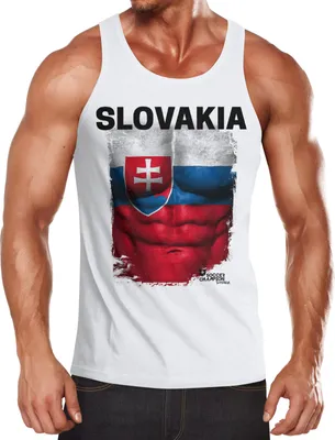 Produktbild von EM Tanktop Herren Fußball Slowakei Flagge Fanshirt Waschbrettbauch MoonWorks®  XL