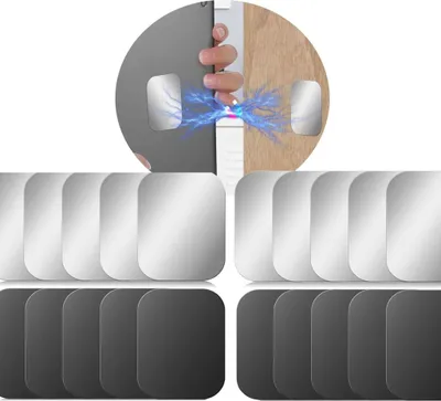 Produktbild von 20 Stück Metallplättchen Selbstklebend Set, 50mm magnetplatte selbstklebend für Magnete Edelstahl Metallscheiben, Schwarz und Silber (Rechteckig)