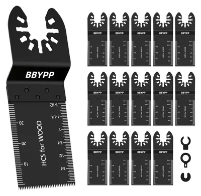 Produktbild von Oszillierendes Sägeblatt Multitool Sägeblätter Set - 14 Stück - Schnellwechsel - 3 C-Adapter - Für Holz und Gipskarton