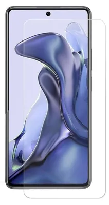 A screen protector is shown placed over a smartphone screen.