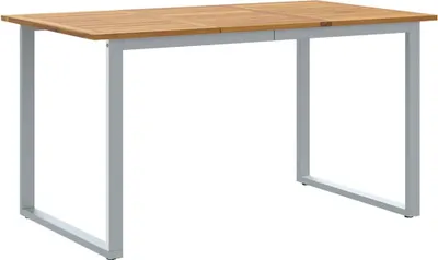 Image de vidaXL Table de jardin Gris 140 x 80 x 75 cm Bois massif d'acacia