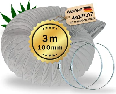 Immagine prodotto di tubo di scarico dell'aria da 3 m Set da 100 mm per ventilatore Grow Cabinet Growbox Tent