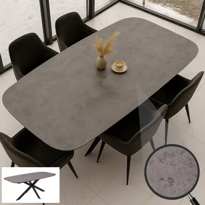 Produktbild von Esszimmertisch MCW-O56, Tisch Esstisch, MDF Metall 200x100cm  graue Stein-Optik