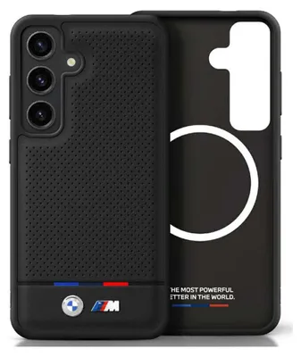 Produktbild von BMW Leder Tricolor Streifen MagSafe Samsung Galaxy S25 schwarz