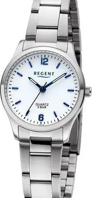 Produktbild von REGENT F-1419 Damenuhr Edelstahl 27 mm Weiß Metallband 5 BAR
