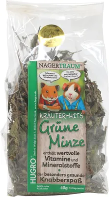 Produktbild von HUGRO NT Grüne Minze getrocknet | Ergänzungsfuttermittel für Nager und Kaninchen | 100 % Grüne Minze | Snack