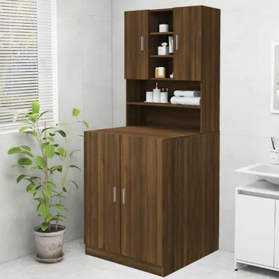 Produktbild von Möbel Waschmaschinenschrank Braun Eichen-Optik 70,5x25,5x90 cm - Badezimmerschränke &9356