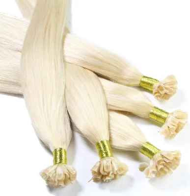 Produktbild von hair2heart Bonding Extensions Echthaar glatt 10/0 Hell-Lichtblond - 25 Strähnen 0.5g 50cm, Echthaar Extensions für langanhaltende Haarverlängerung