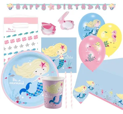 Produktbild von Meerjungfrau Partyset 72-teilig