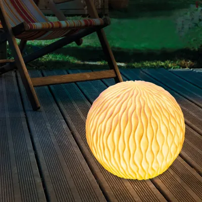 Produktbild von esotec Solarkugel Gartenkugel Sandsteinoptik 25cm wetterfest weiß 102677