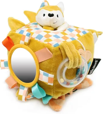 Productafbeelding van DÉGLINGOS - Activiteitskubus van stof Cyranos de vos - Geluid en tactiel ontwaken speelgoed voor baby's - Ontwikkelingsspeelgoed - Geboortecadeau