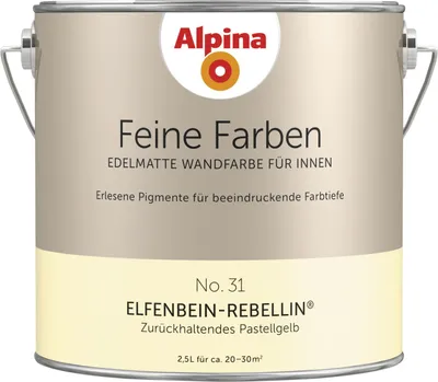 Produktbild von Alpina Feine Farben Wandfarbe No. 31 Elfenbein-Rebellin - zurückhaltendes pastellgelb 2,5 L