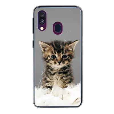 Obrázok produktu pre Kryt mobilného telefónu pre Samsung Galaxy A40 Mačka - mačiatko - perie Silikónové mäkké puzdro