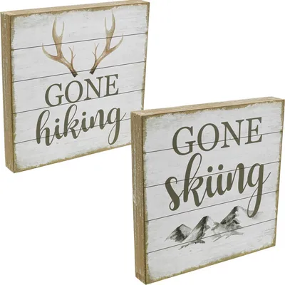 Produktbild von Vintage Wanddeko Holz Schilder mit Sprüchen 20x20cm Set Türdeko Shabby Chic, 2 Stück