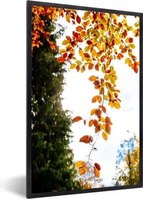 Produktbild von MuchoWow® Gerahmtes Poster Herbst - Laub - Natur 60x90 cm - Poster mit Schwarzem Bilderrahmen Wandposter Rahmen Foto Bilder - Kunst