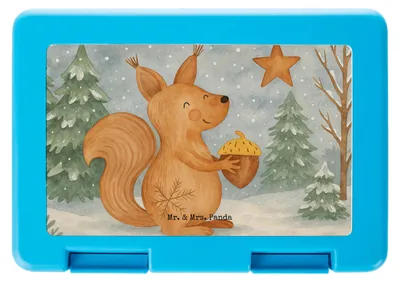 Produktbild von Mr. & Mrs. Panda Lunchbox Eichhörnchen Weihnachten Design - Weiß - Geschenk, Vogel, Snackbox, Lebensmittel Aufbewahrungsbox, Bentobox, Brotzeitbox, Neujahr, Bento Box