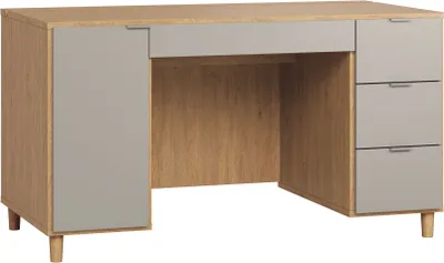 Produktbild von Schreibtisch Nanez 02, Farbe: Eiche / Grau - Abmessungen: 78 x 140 x 67 cm (H x B x T)