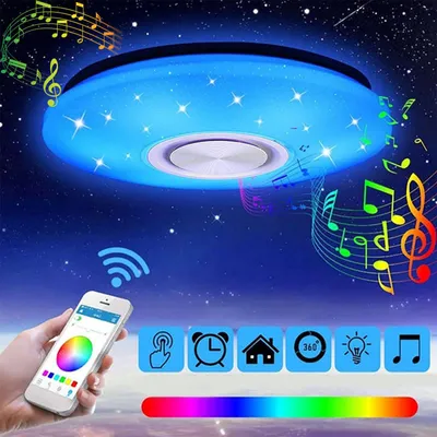 Produktbild von 40W Musik LED Deckenleuchte mit Bluetooth Lautsprecher, 30cm RGB Deckenlampe mit Fernbedienung und APP, für Schlafzimmer Wohnzimmer Badezimmer