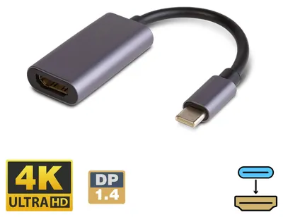 Produktbild von USB-C-auf-HDMI-Adapter – 4K@30Hz – HDMI 1.4 – Typ-C (M) auf HDMI (F) – Schwarz – 1 Stück [20338]