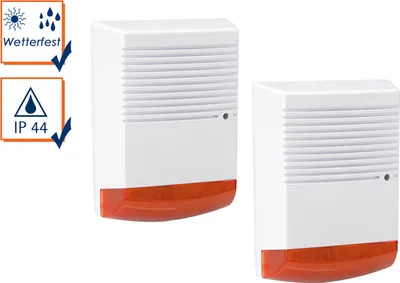 Produktbild von 2er Set Dummy Sirene blinkende LED IP44 Batteriebetrieb Alarmanlagen Attrappe