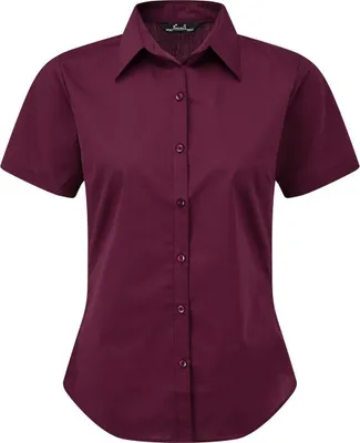 Image de Chemise de travail / chemisier en popeline à manches courtes pour femme Premier RW1092 (14UK/40DE) (Aubergine)