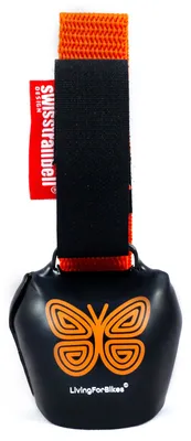 Produktbild von swisstrailbell® "Mexico Edition" Deep Black: Orange Mariposa, orangenes Band, Fahrradklingel