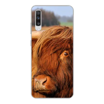 Produktbild von MuchoWow® Handyhülle Schutzhülle Hülle für Samsung Galaxy A70 Schottischer Highlander - Gras - Baum Silikon Softcase Handy Hülle - Schutzhaube