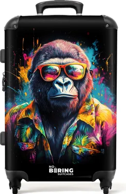 Produktbild von NoBoringSuitcases.com® Großer Koffer - Gorilla mit Hawaii-Bluse - Kombinationsschloss TSA - Hartschalen Trolley 4 Rollen - 72 liter - Reisekoffer - 66 cmKoffer Mittelgroß 67x43x25 cm, 72L,