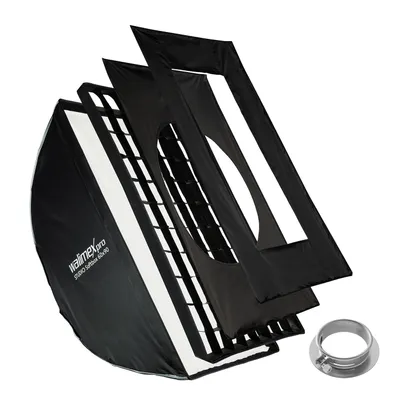 Obrázok produktu pre Walimex pro Studio Softbox Octagon 90 cm + adaptér pre softbox Profoto (vonkajší priemer: 15,2 cm), otočný o 360°, jednoduché nastavenie, vrátane mriežky, masky, adaptéra Bowens a prepravnej tašky