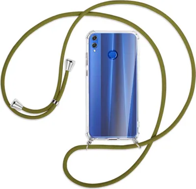 Produktbild von Handykette Backcover-Schutzhülle mit Band (Metall silberfarben) für Honor 8X - khaki