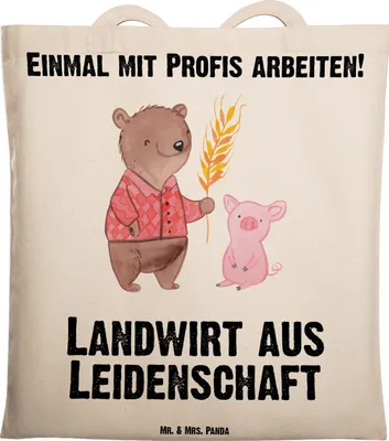 Produktbild von Mr. & Mrs. Panda Schultasche Landwirt Leidenschaft - Transparent - Geschenk, Witzig, Shopping Tasche, Tote Bag, Laptoptasche, Tierwirt, Agronom, Bauernhof, Spruch, Uni