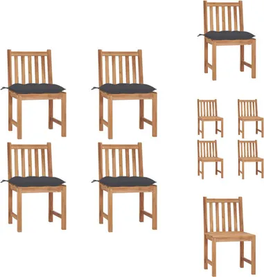 Produktbild von vidaXL Gartenstühle 4 Stk. mit Kissen Massivholz Teak -  Gartenstühle