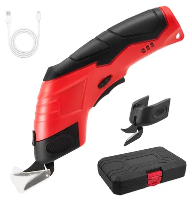 Produktbild von Elektrische Schere, 4V kabellose Universal-Schneideschere, schneidet bis zu 6 mm dickes Material mit 2 Klingen für Bastelarbeiten, Teppiche, Leder, Kunststoff, Pappe, Nähen und Heimwerkerprojekte.