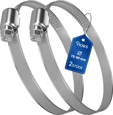 Produktbild von Set 2x Schlauchschellen 70-90mm Band 9 mm Abluftschlauch für Waschtrockner
