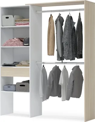 Produktbild von Kleiderschrank >DRESS< in Eiche/Weiß - 158x187x40 (BxHxT)