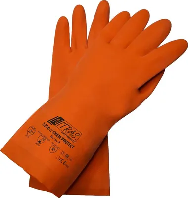 Produktbild von Nitras Chem Protect Chemikalienhandschuhe |  orange | Latexhandschuhe | 144 Paar