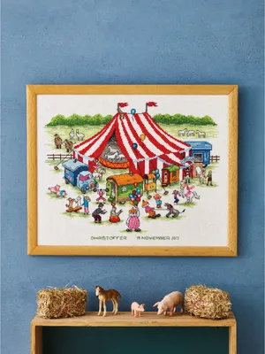 Obrázek produktu pro Výšivky křížem vyšívané Permin "Circus", 43x34 cm