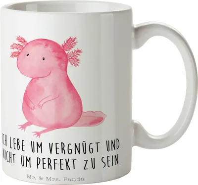 Produktbild von Mr. & Mrs. Panda Trinkbecher Axolotl Niedlich - Weiß - Geschenk, Liebe, Tasse, kaffeebecher bedruckt, keramik, Lebensweisheit, Freundin, Kaffeetasse, Teetasse, Molch