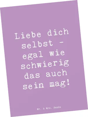 Produktbild von Mr. & Mrs. Panda Ansichtskarte Spruch Selbstakzeptanz Liebe - Lavendeltraum - Geschenk, Selbstliebe, Zitat, Ansichtskarten, Kunstkarten, Postkarten, Gefühl, Grußkarte