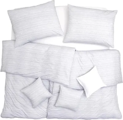 Obrázek produktu pro SCANquilt povlečení JERSEY proužky bílošedá 100% dlouhovlákná česaná bavlna 140 x 200/70 x 90 cm