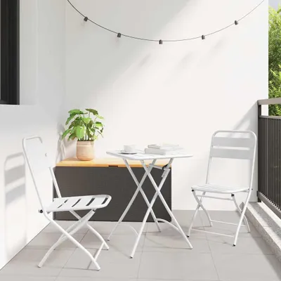 Image de Maison Exclusive - Ensemble de 3 couverts de style bistrot, en acier blanc