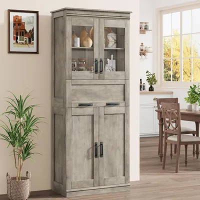 Obrázok produktu pre Skriňa Badschrank, vysoká, 1 zásuvka, 4 dvierka, 170x60x30 cm, sivá